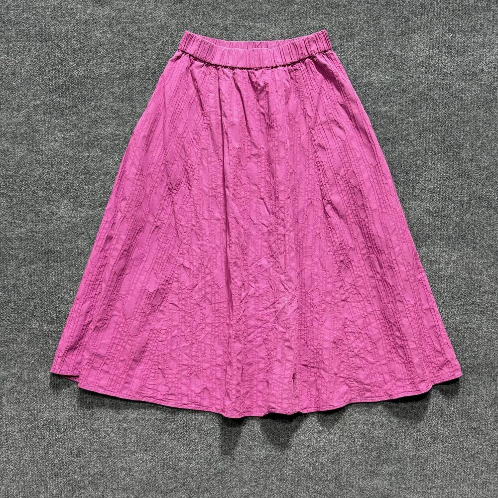 Marie Oliver Skirt Womens Small Pink Sasha A Line Midi Crinkle Pockets Elastic